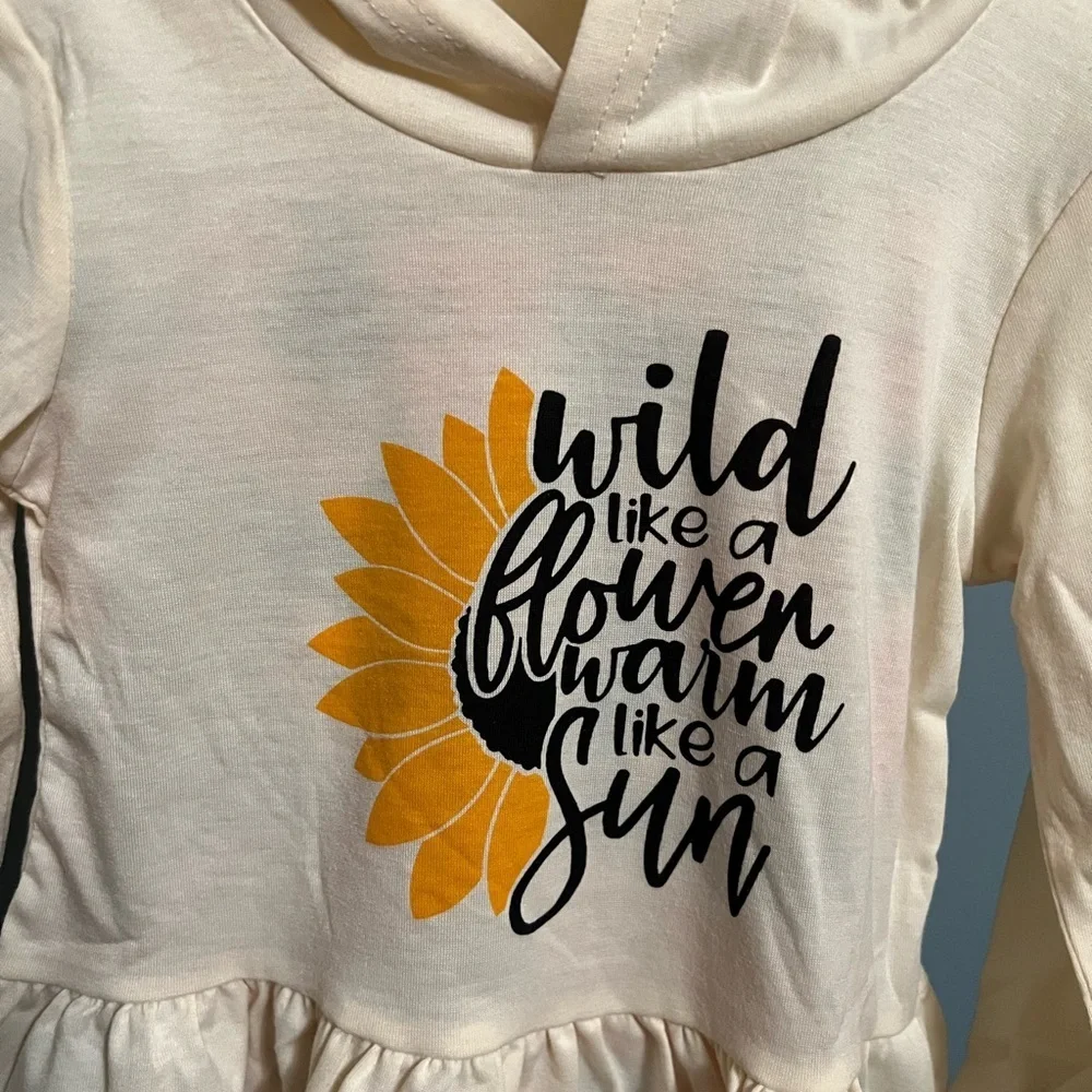 Sunflower Cream Hoodie and Floral Leggings Set Boutique NWOT